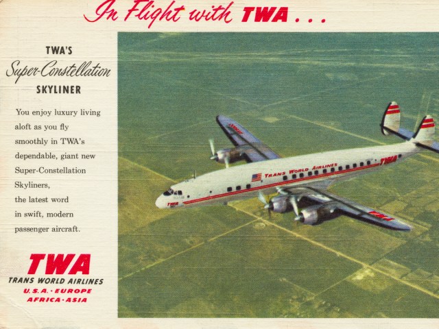 Carte postale TWA vintage